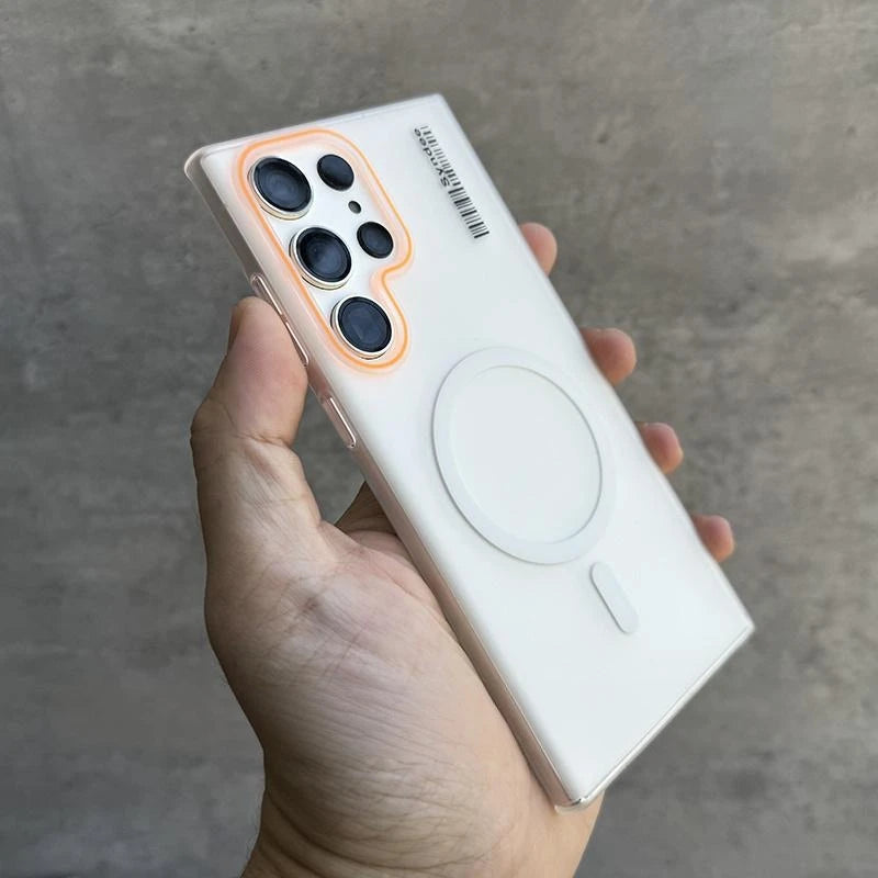 Luxury Mat Magnetic Wireless Charge Magsafe Case for Samsung S24 S23 S22 S25 Ultra Note 20 Slim Lable Cover for Galaxy S25 Plus